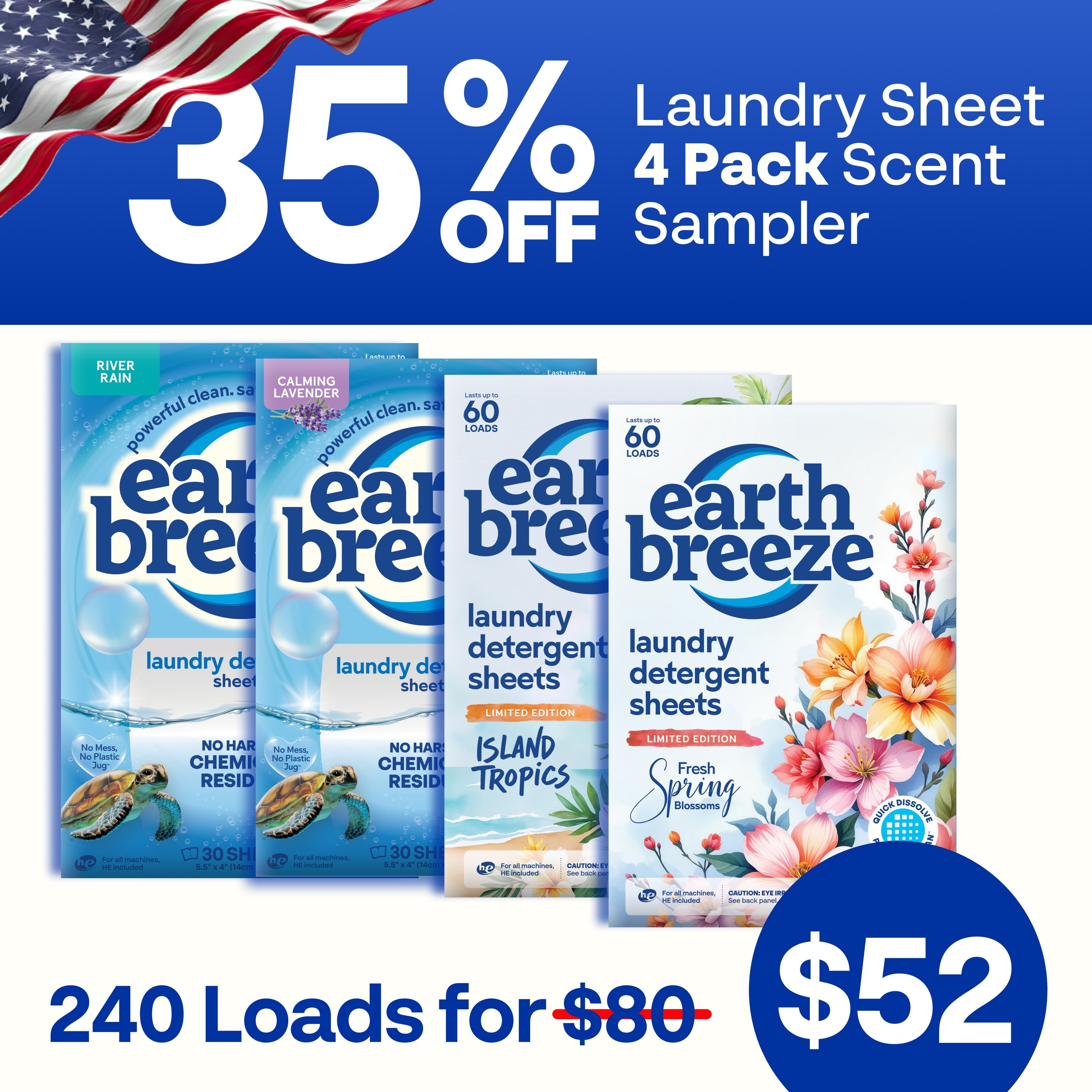 Laundry Sheet Scent Sampler - 4 Pack